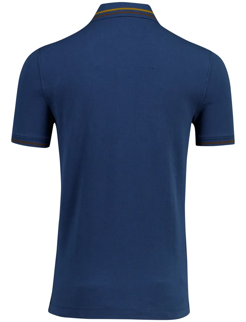 Blauw poloshirt Aeronautica Militaire logo op borst blauw