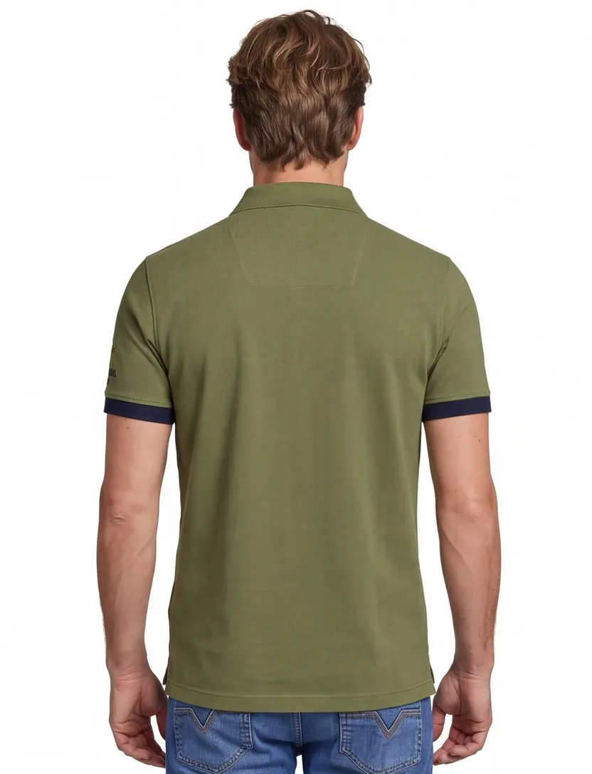 Poloshirt Aeronautica Militaire groen embleem normale fit