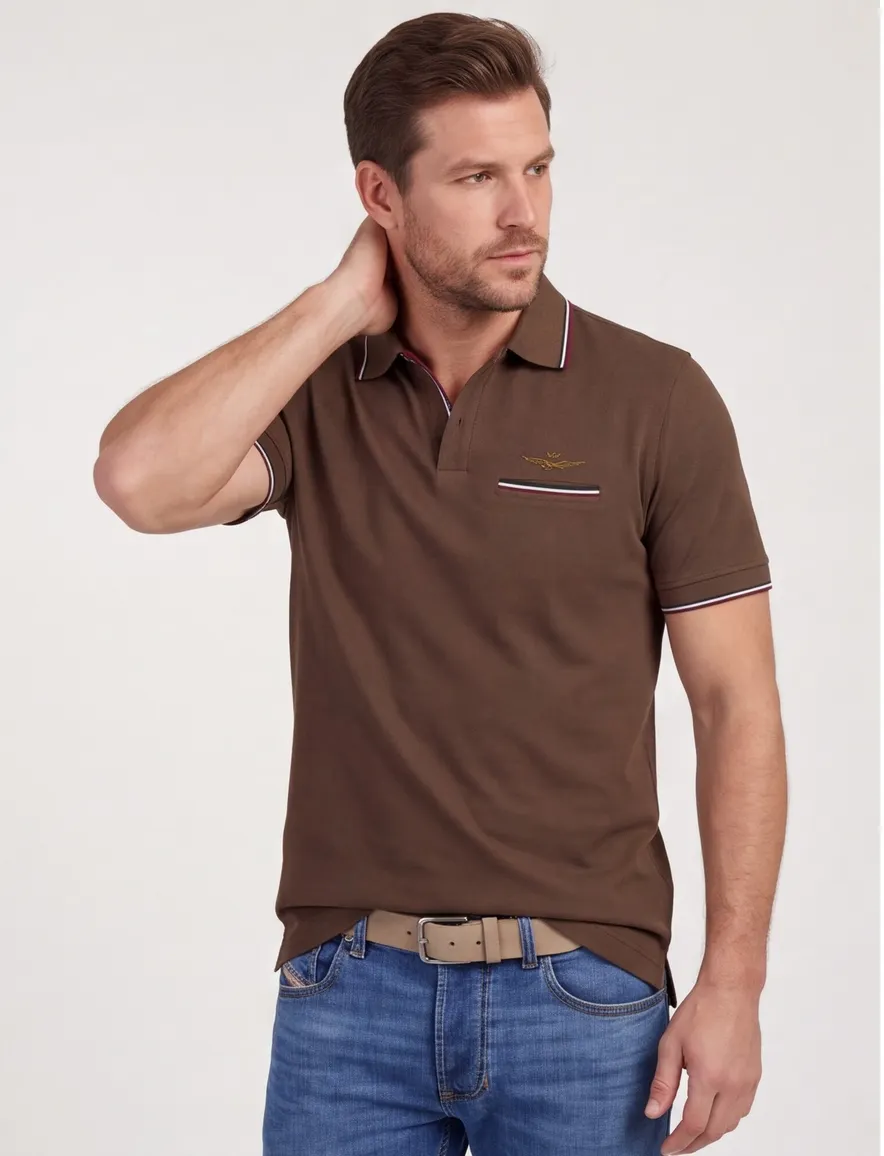 Aeronautica Militare polo bruin Regular Fit