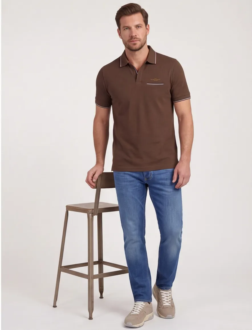 Aeronautica Militare polo bruin Regular Fit