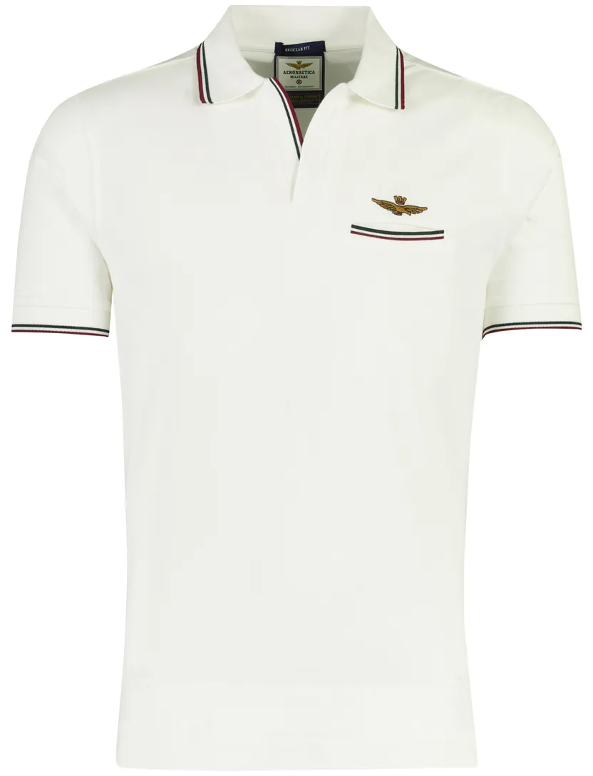 Poloshirt Aeronautica Militaire wit v-hals normale fit