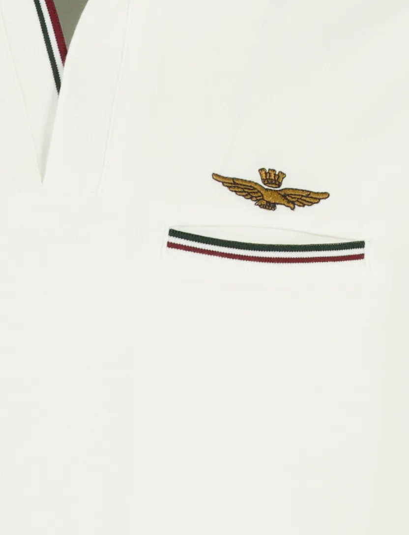 Poloshirt Aeronautica Militaire wit v-hals normale fit
