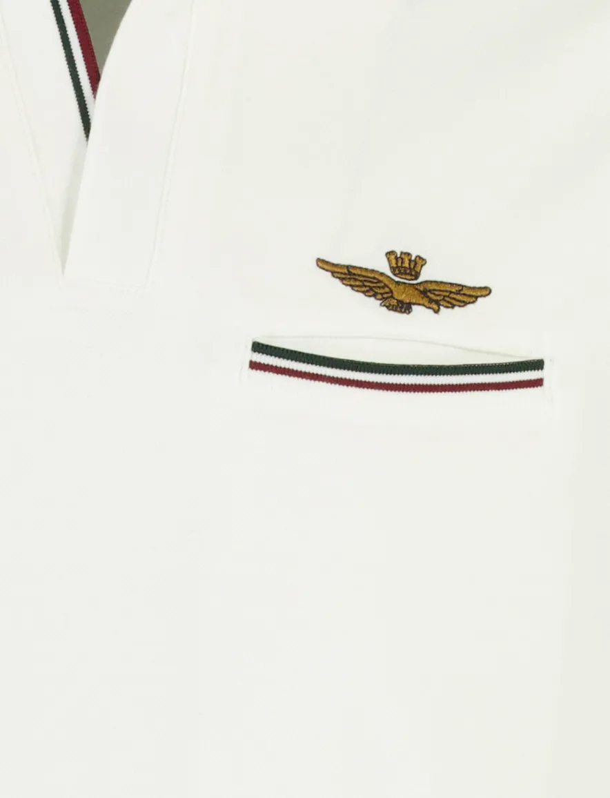 wit poloshirt Aeronautica Militare v-hals