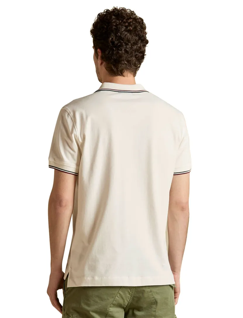 Poloshirt Aeronautica Militaire wit v-hals normale fit