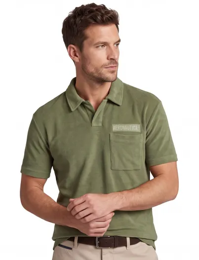 Aeronautica Militare Poloshirt Aeronautica Militaire badstof groen v hals