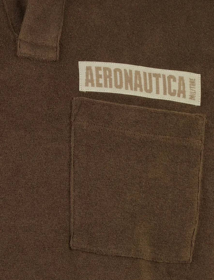 Aeronautica Militare Polo bruin met borstzak