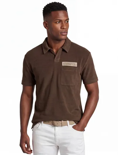 Aeronautica Militare Aeronautica Militaire poloshirt comfort fit badstof bruin