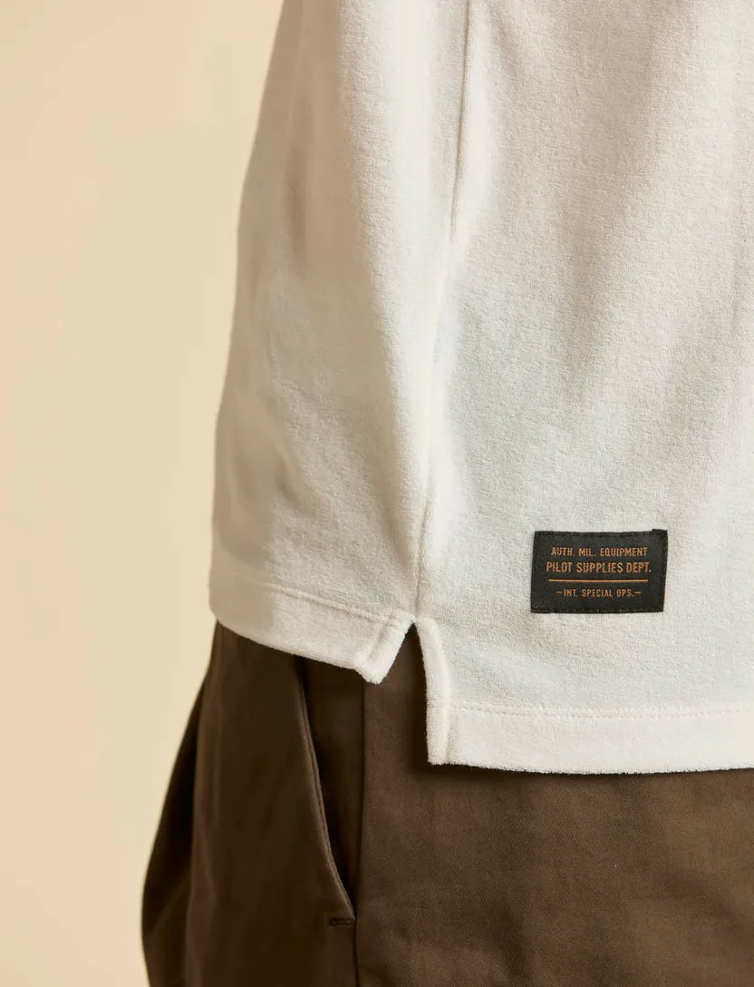 Poloshirt Aeronautica Militaire badstof off white v hals