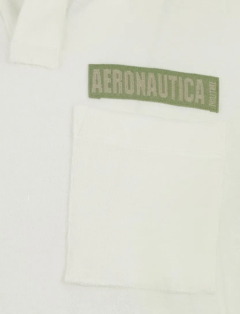 Poloshirt Aeronautica Militaire badstof off white v hals