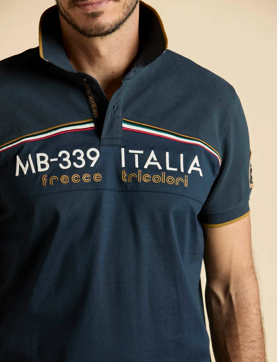 2-knoops polo Aeronautica donkerblauw normale fit