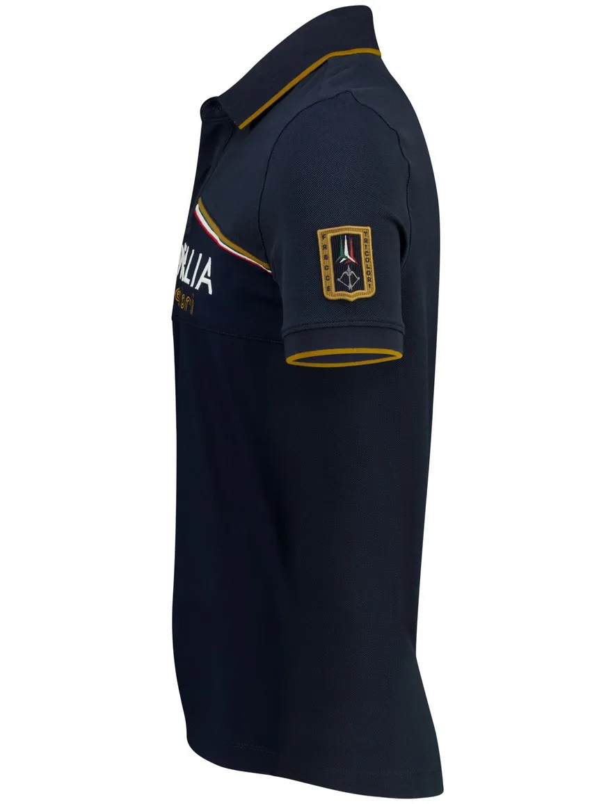 2-knoops polo Aeronautica donkerblauw normale fit