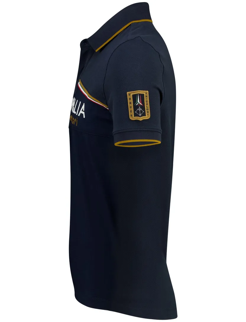 Poloshirt aeronautica normale fit met opdruk donkerblauw