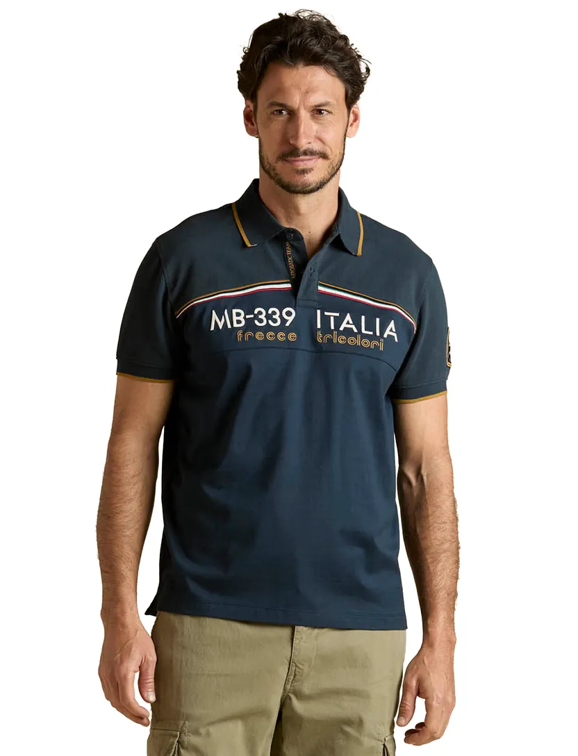 Poloshirt aeronautica normale fit met opdruk donkerblauw