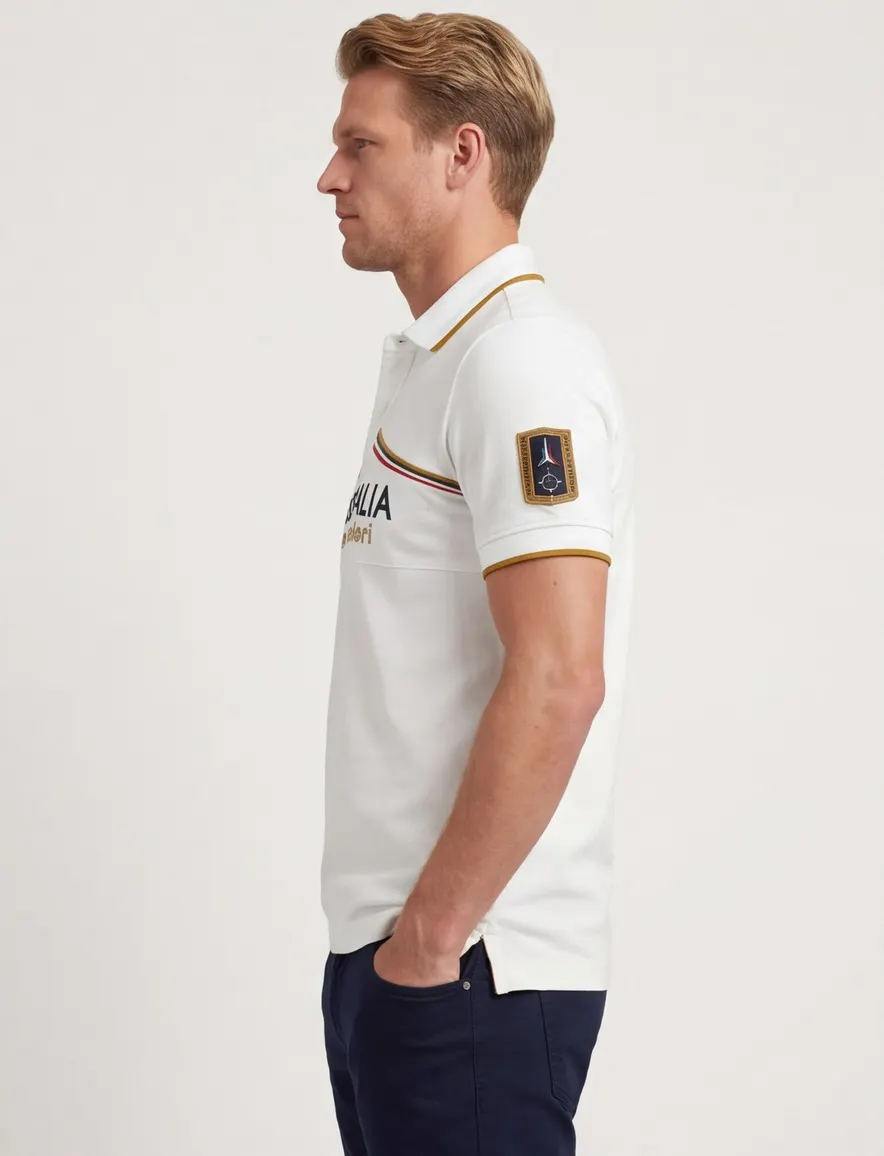 Aeronautica polo wit met opdruk normale fit