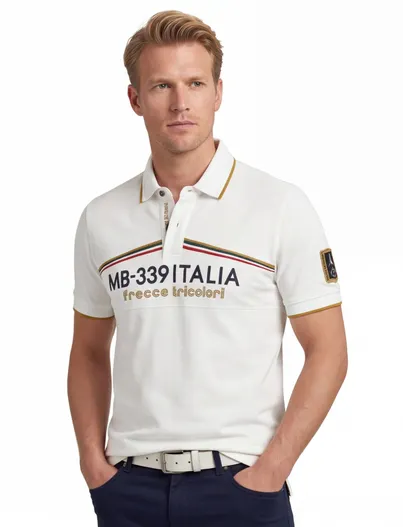 Aeronautica Militare Poloshirt wit Aeronautica normale fit 2-knoops