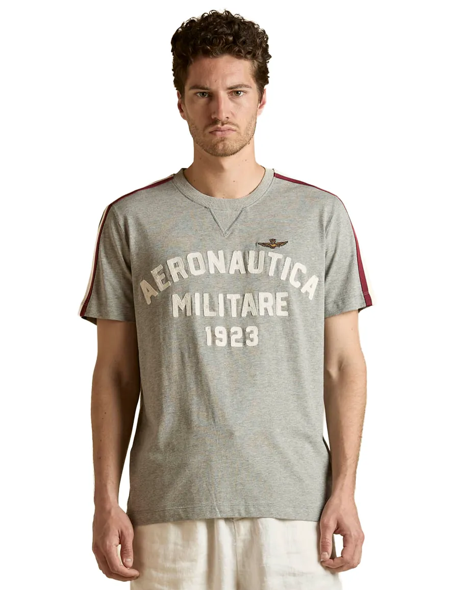 Aeronautica Militaire comfort fit t-shirt grijs tekst opdruk