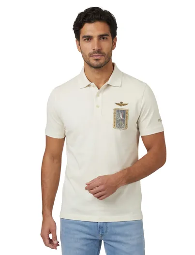 Aeronautica Militare Aeronautica Militaire regular fit t-shirt ronde hals beige
