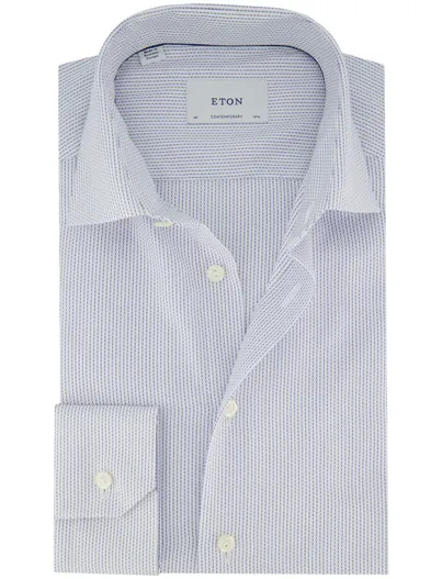 Eton wit lichtblauw overhemd Eton Contemporary blauw semi-wide spread