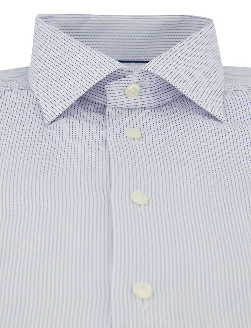 overhemd Eton wit lichtblauw Contemporary Fit semi-wide spread