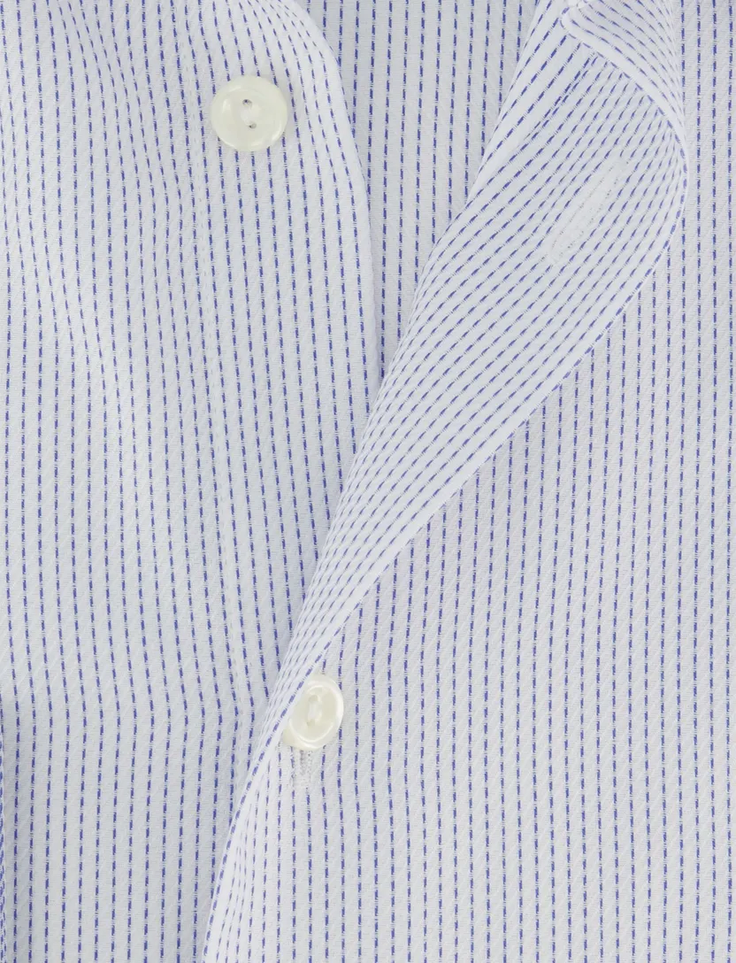 overhemd Eton wit lichtblauw Contemporary Fit semi-wide spread