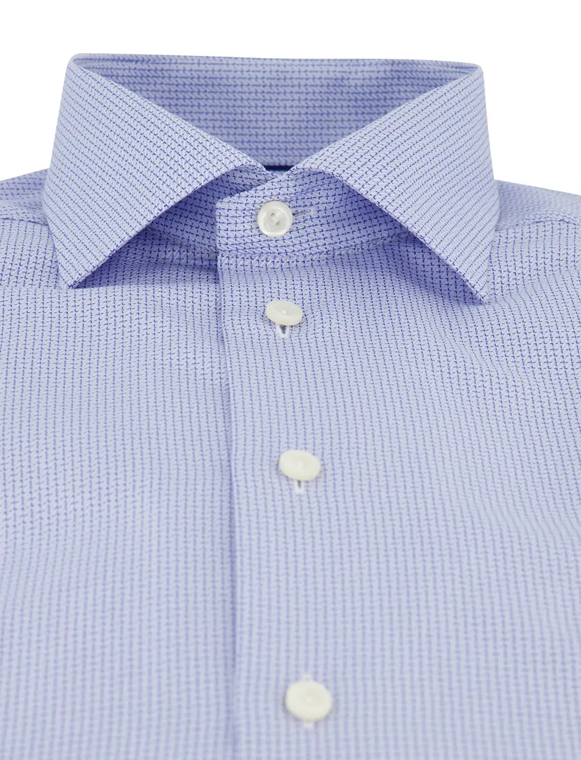 overhemd Eton blauw Contemporary katoen semi wide spread
