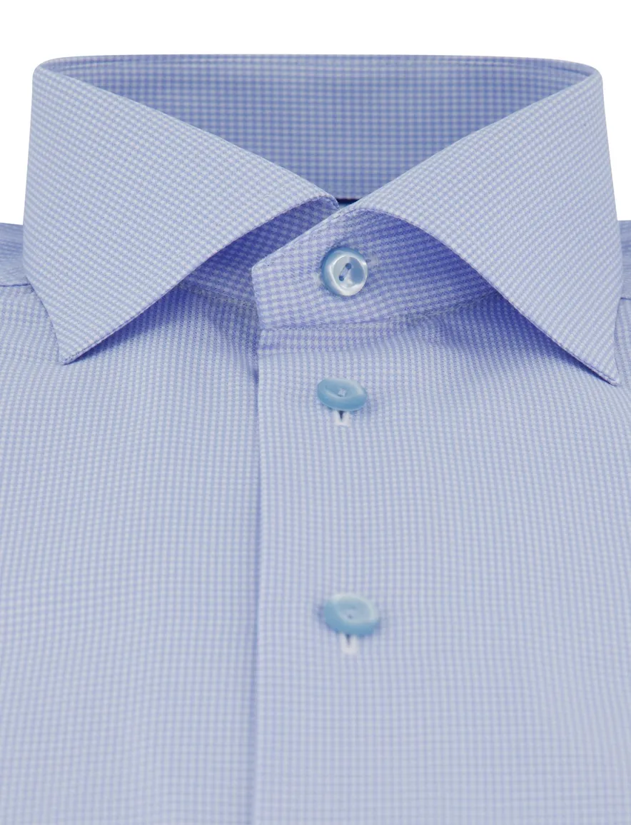 Geruit Eton Comtemporary Fit overhemd lichtblauw