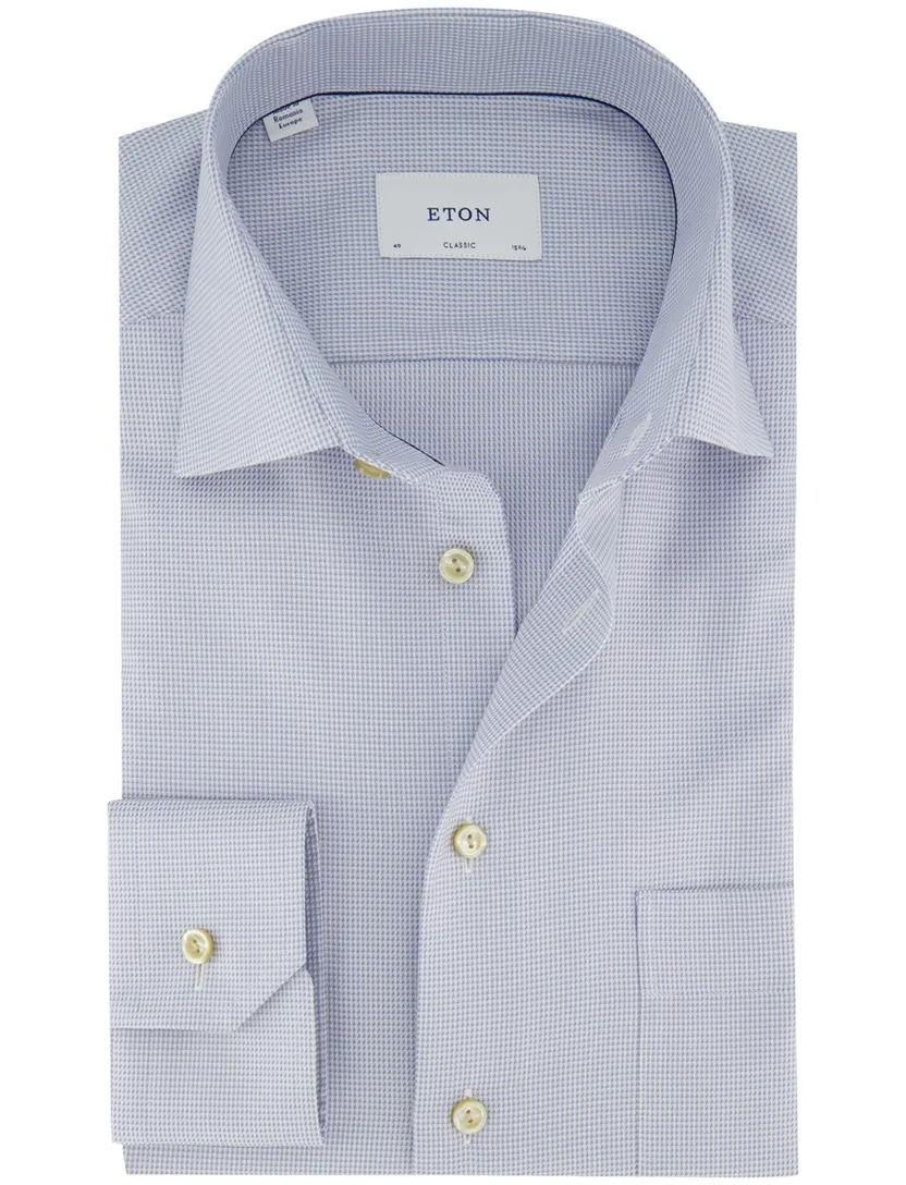Overhemd geprint lichtblauw Eton Classic Fit lange mouw