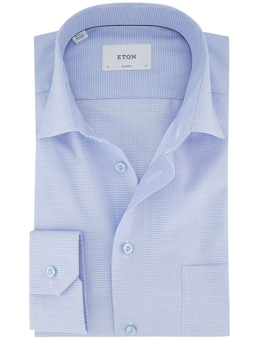 Eton overhemd Classic Fit lichtblauw met borstzak