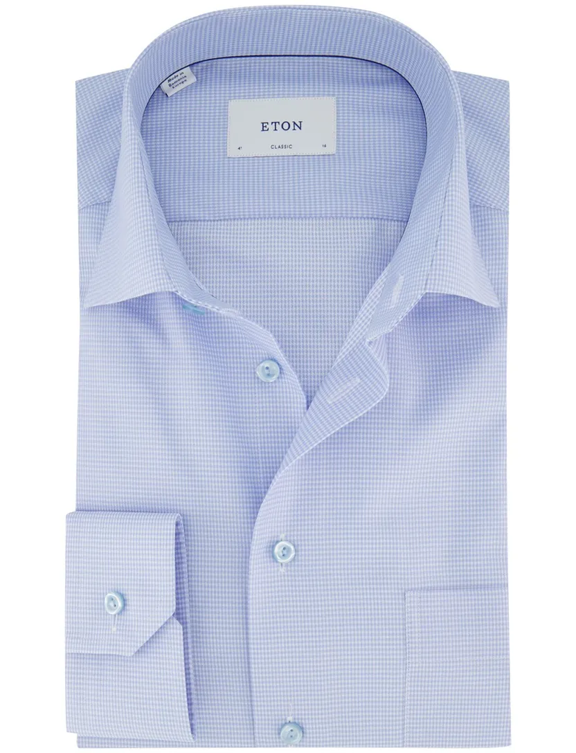 Overhemd Eton lichtblauw Classic Fit met borstzak