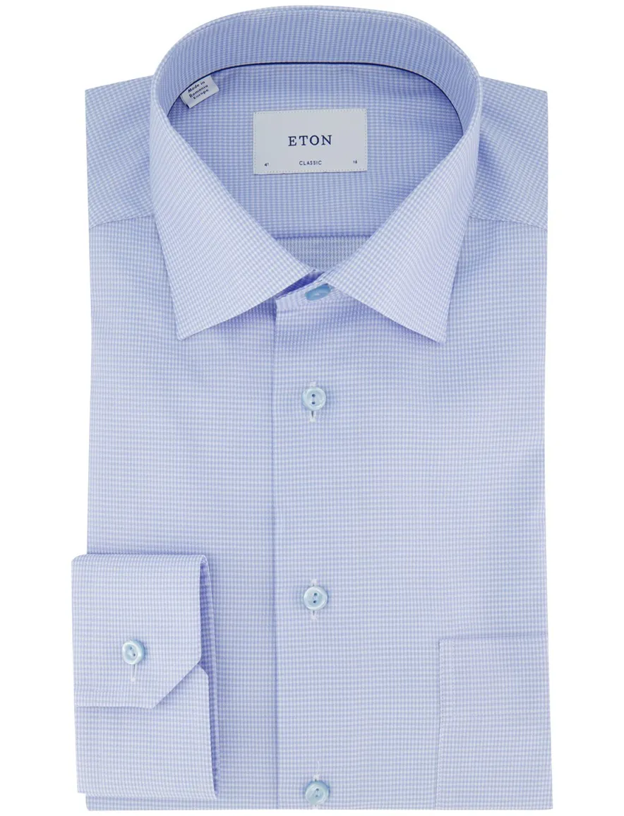 Eton overhemd Classic Fit lichtblauw met borstzak