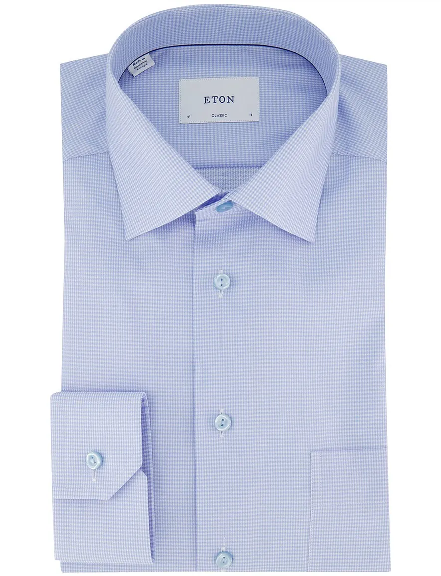 Eton overhemd Classic Fit lichtblauw met borstzak