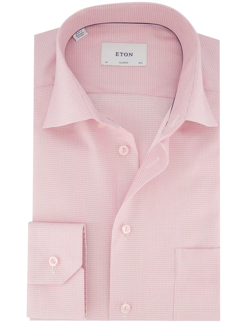 overhemd Eton roze Classic Fit borstzak semi-wide spread