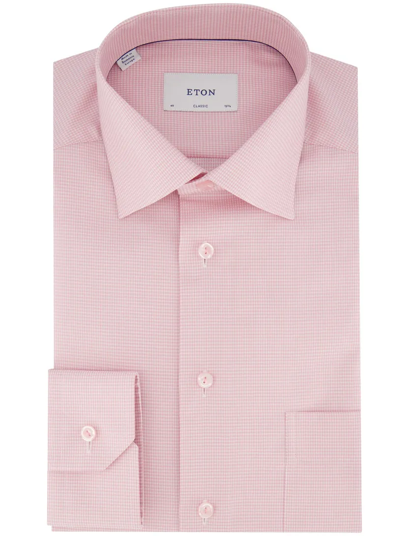 overhemd Eton roze Classic Fit borstzak semi-wide spread