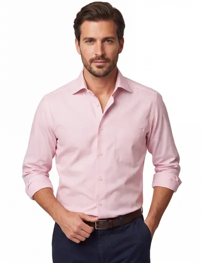Eton overhemd Eton roze Classic Fit borstzak semi-wide spread