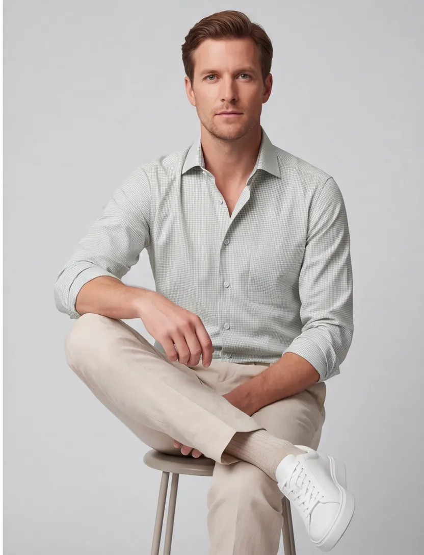 business overhemd Eton Classic Fit groen