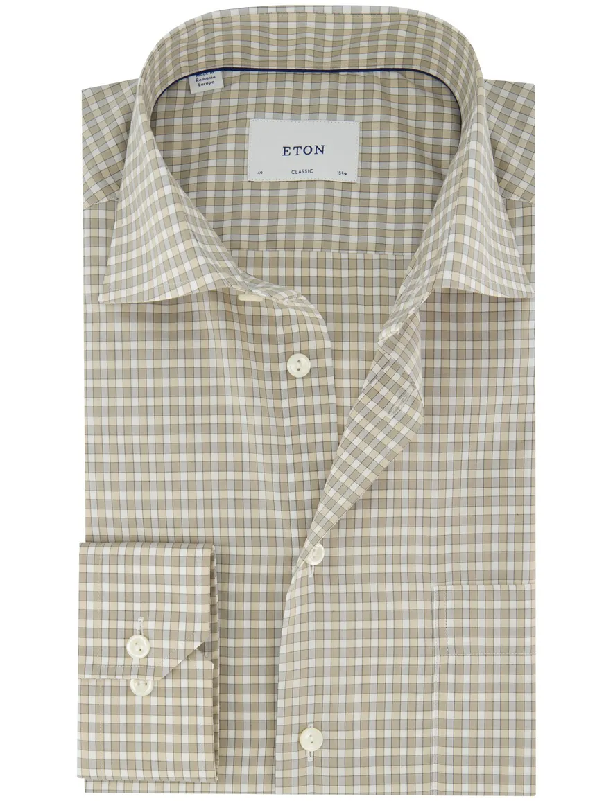 Eton Classic overhemd beige geruit