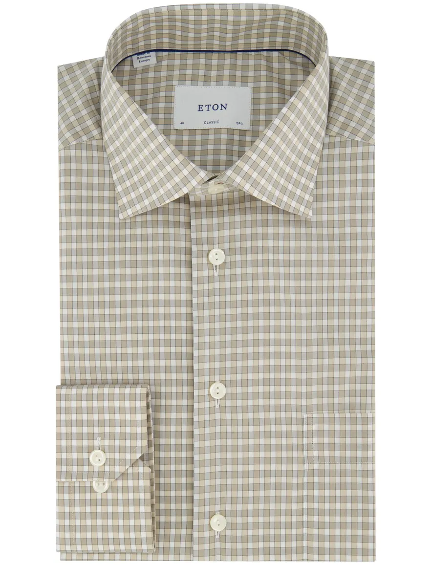 Eton Classic overhemd beige geruit