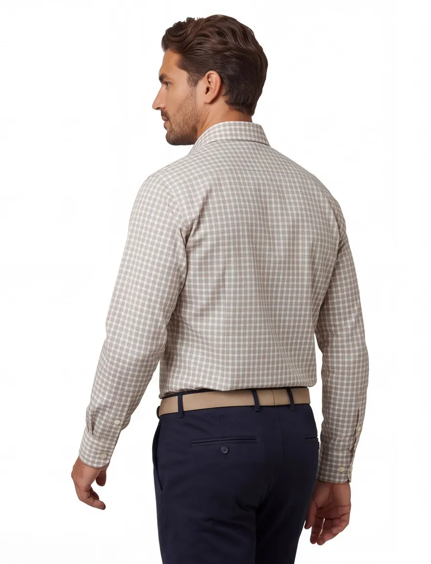 Eton Classic overhemd beige geruit