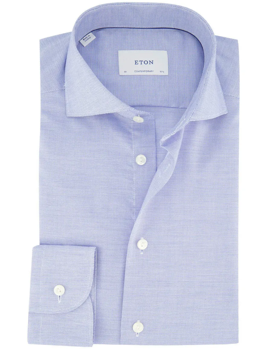 Overhemd lichtblauw contemporary Eton strijkvrij wide collar