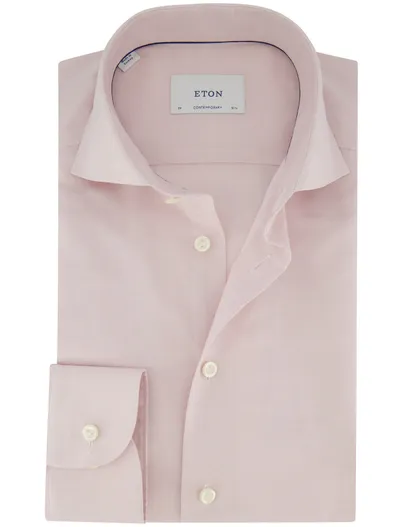 Eton Overhemd roze contemporary Eton strijkvrij wide collar