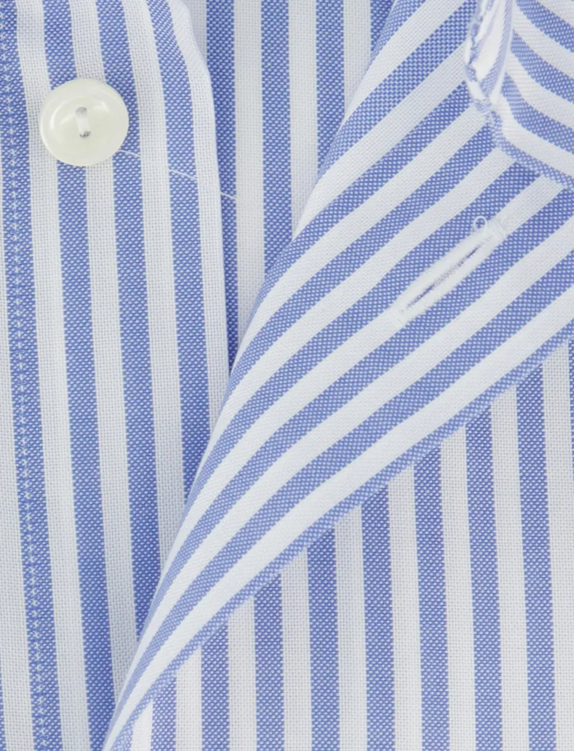 Contemporary fit overhemd wide collar katoen Eton blauwe strepen