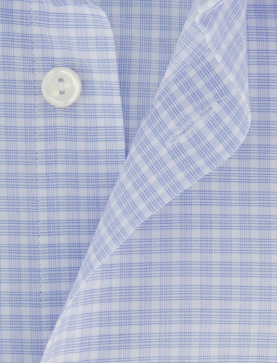 Eton Classic Fit overhemd lichtblauw wit geruit borstzak