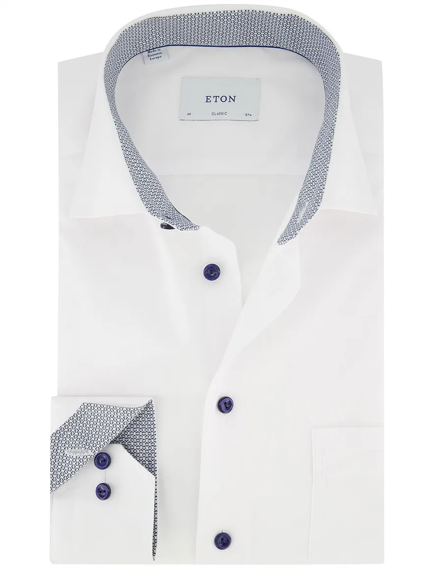 Eton classic fit overhemd strijkvrij lange mouw wit