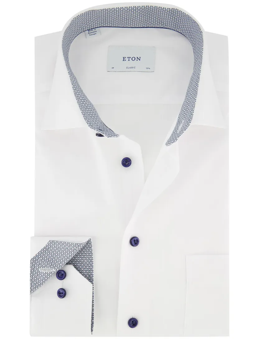 Wit overhemd Eton classic fit lange mouw strijkvrij