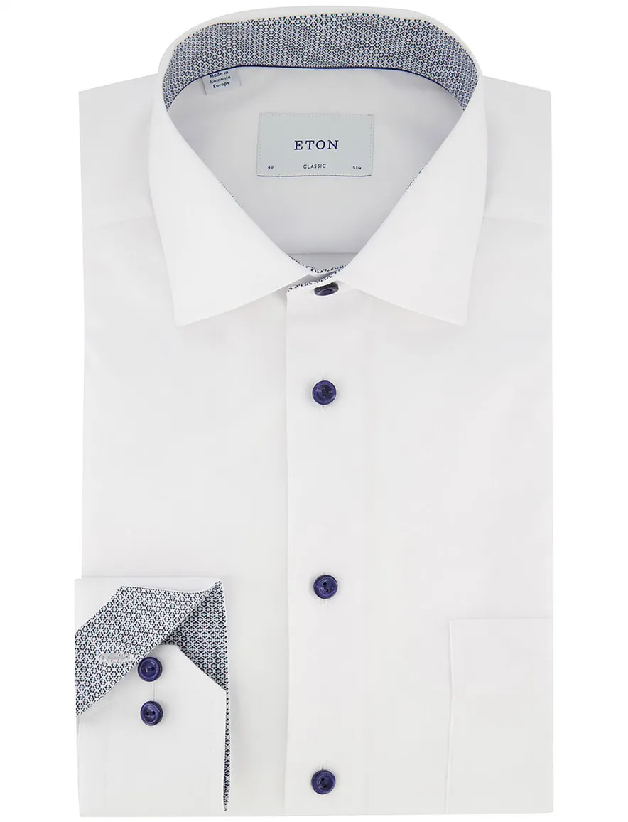 Eton classic fit overhemd strijkvrij lange mouw wit