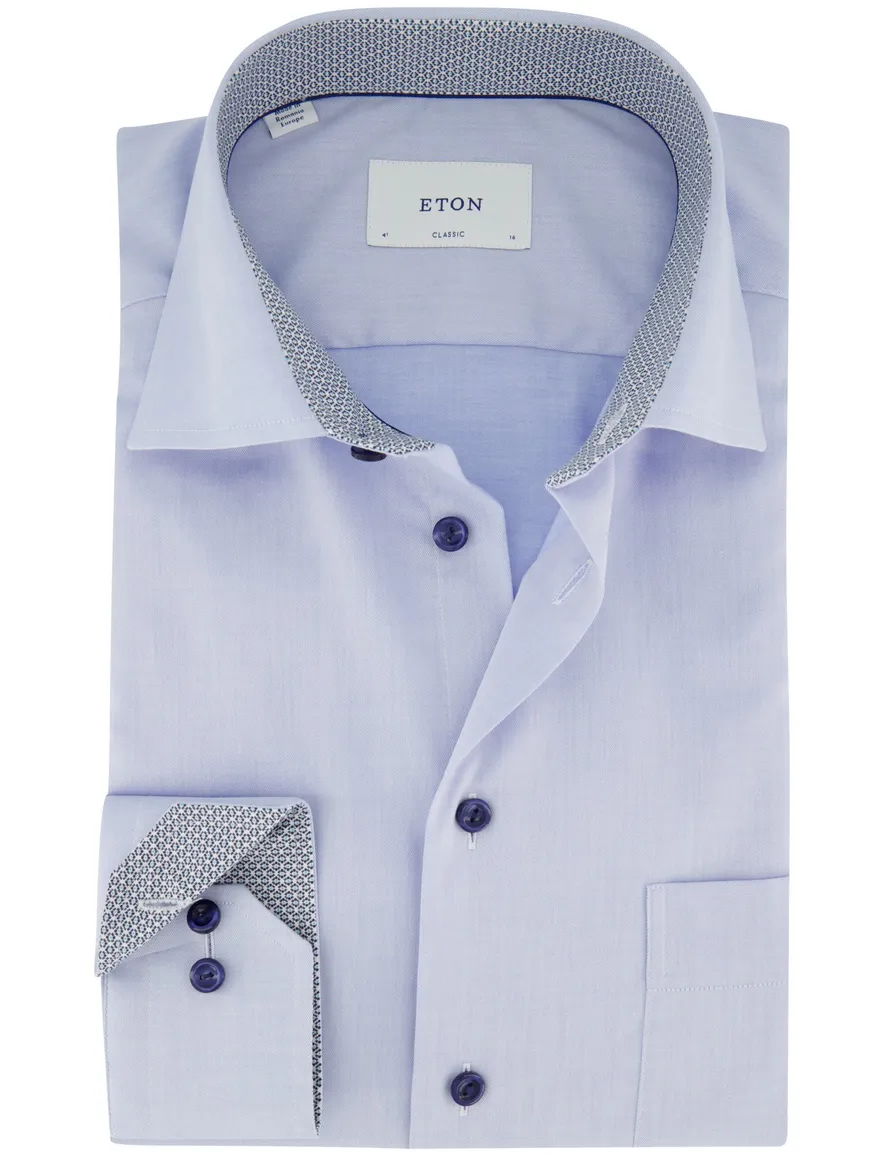 Eton Classic Fit overhemd lichtblauw gemêleerd