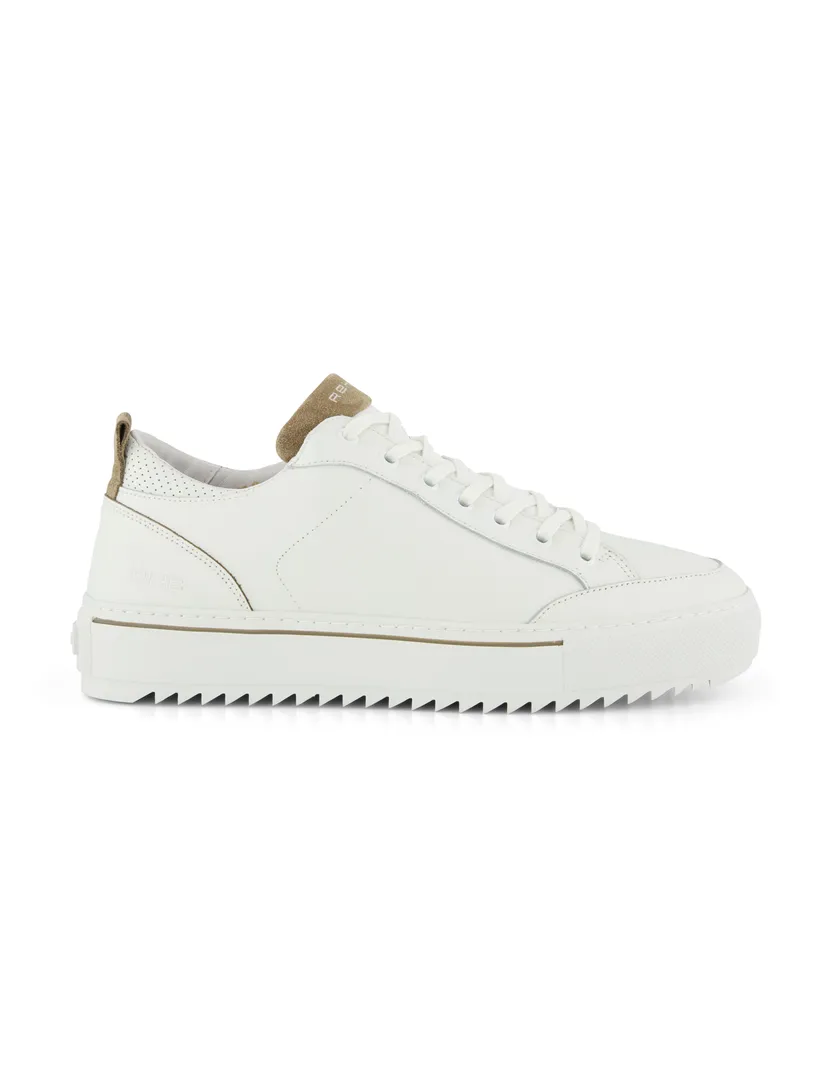 Leren sneaker wit Rehab beige details suede