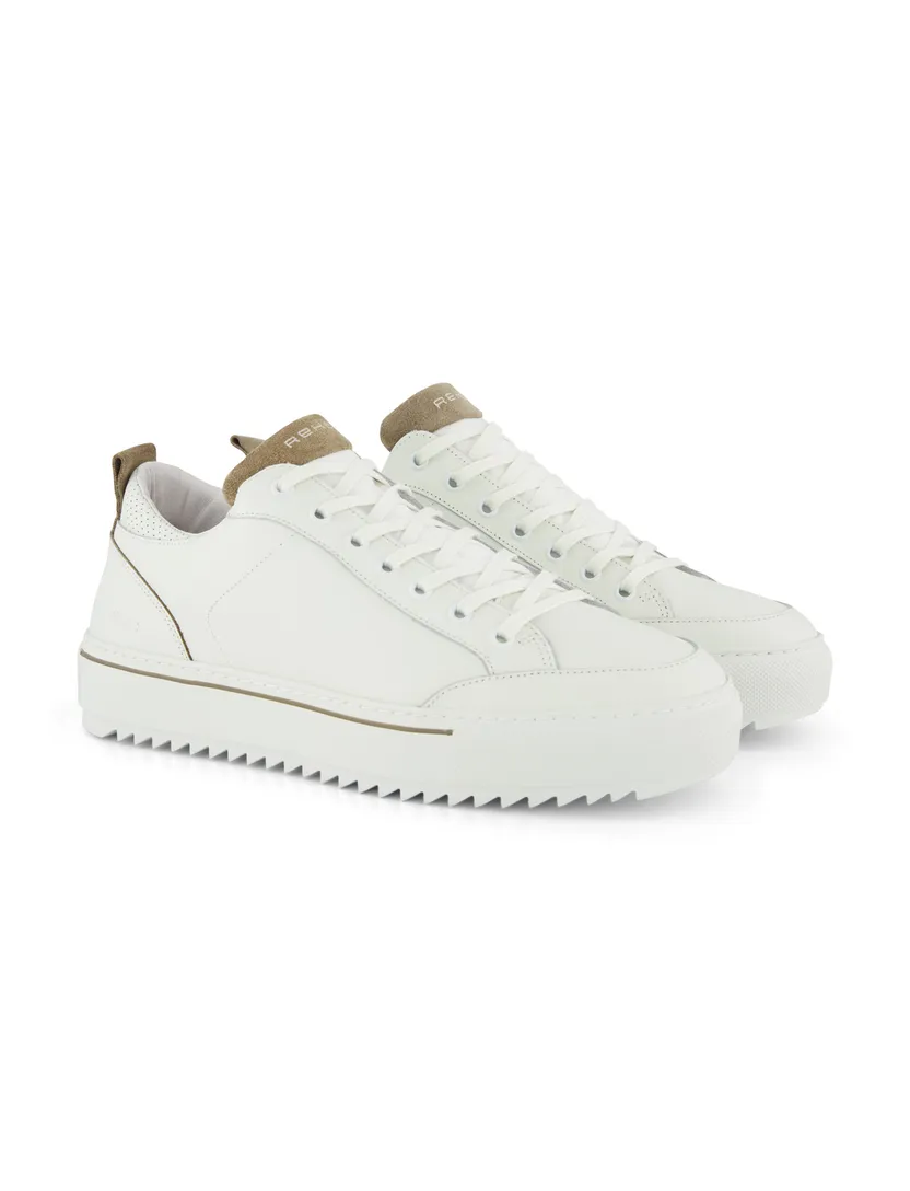 Leren sneaker wit Rehab beige details suede