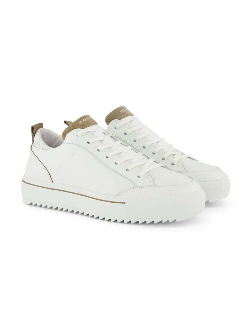 Rehab sneaker wit glad leer beige detail suede