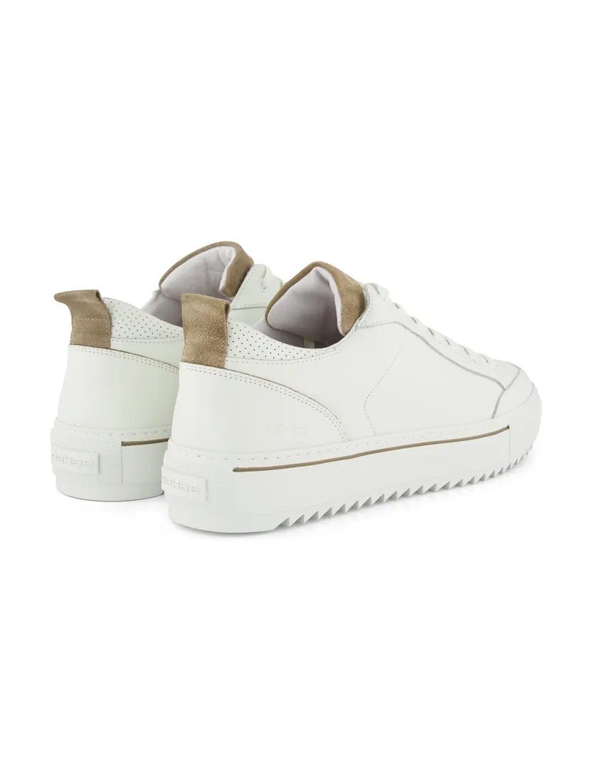 Leren sneaker wit Rehab beige details suede